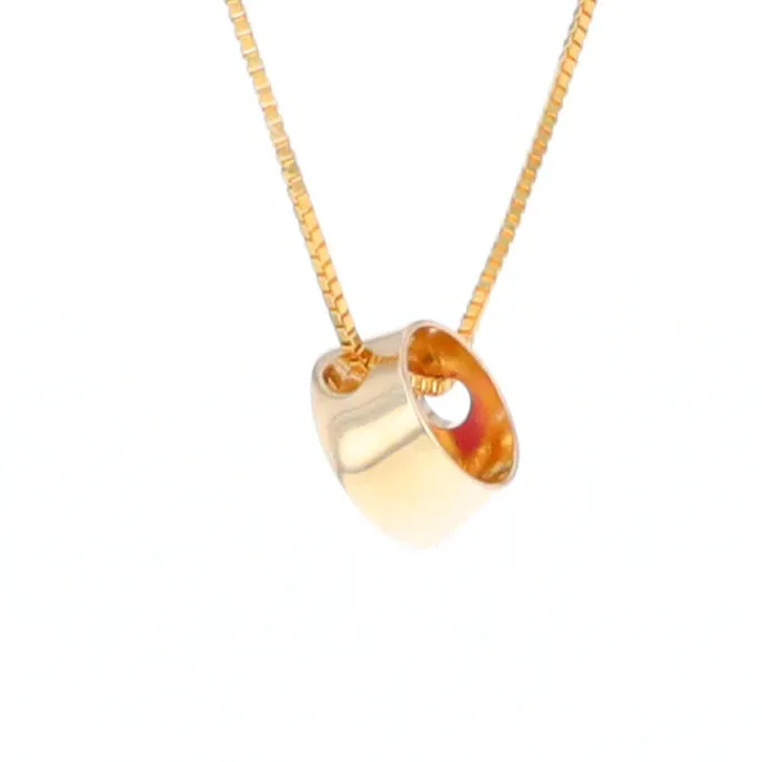14KT Yellow Gold Round Brilliant Cut Ruby Bezel Set Solitaire Necklace