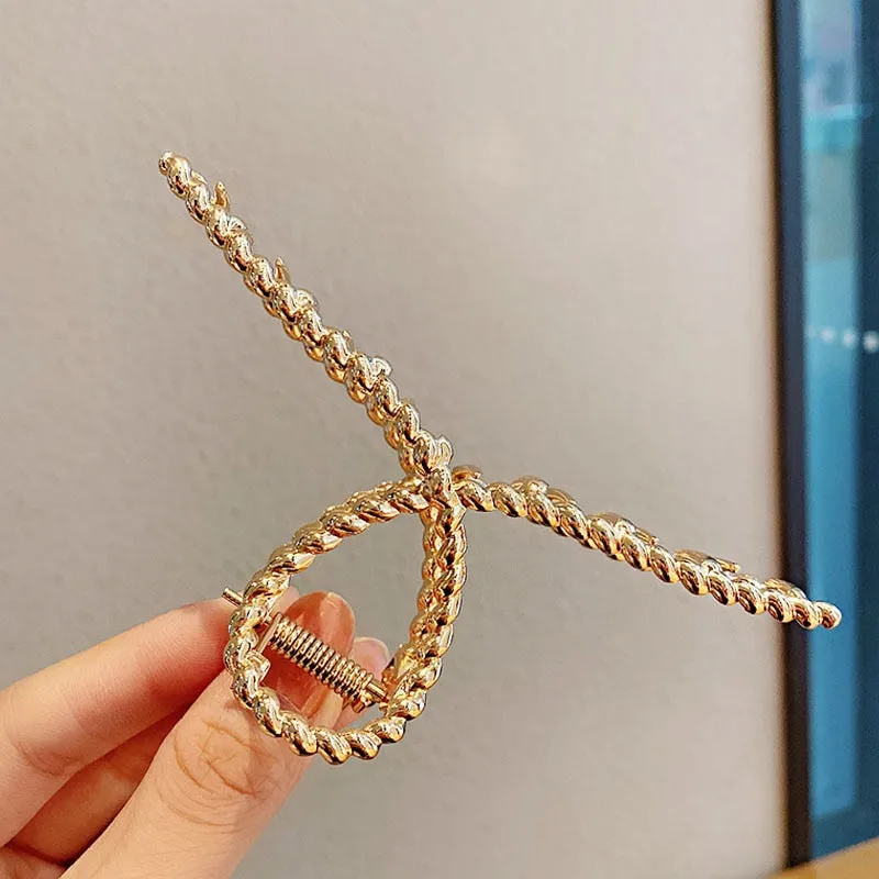 2021 New Women Elegant Gold Silver Hollow Geometric Metal Hair Claw Vintage Hair Clips Headband Hairpin Fashion Hair Accessories