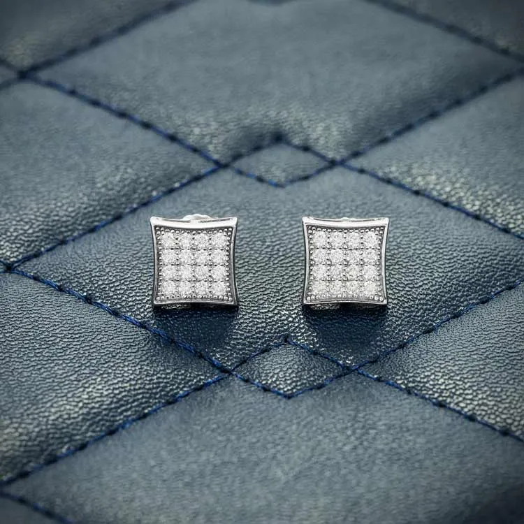 7MM Moissanite Square Stud Earrings 14K Gold