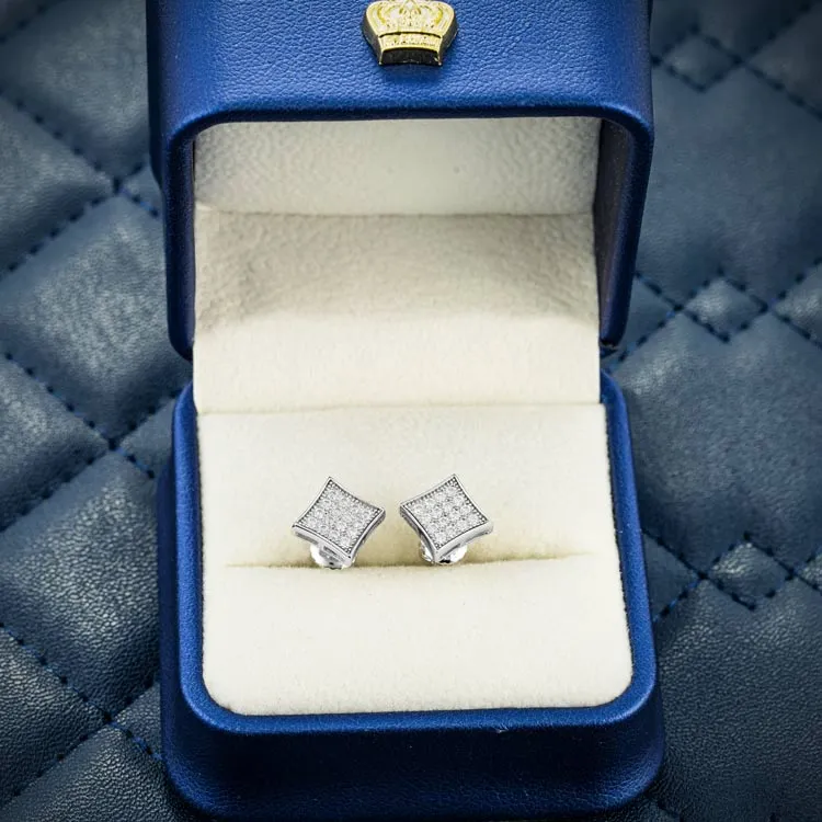 7MM Moissanite Square Stud Earrings 14K Gold