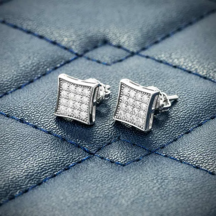 7MM Moissanite Square Stud Earrings 14K Gold