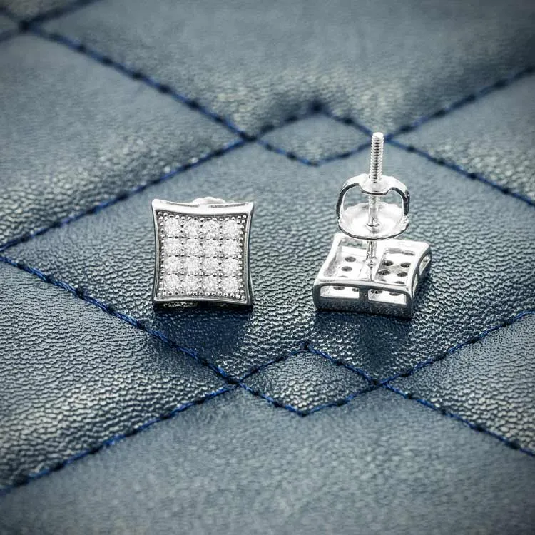 7MM Moissanite Square Stud Earrings 14K Gold