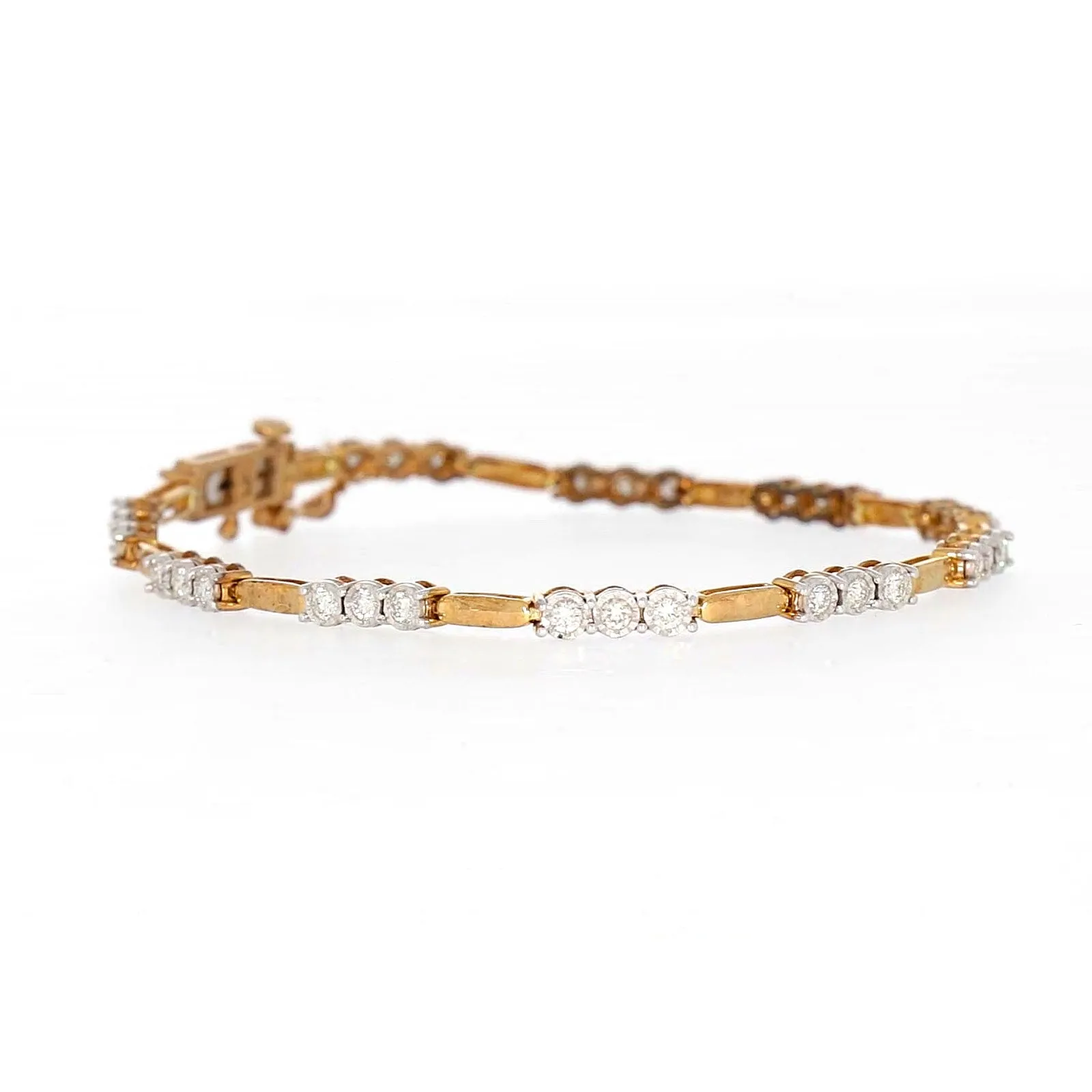 9ct Yellow Gold Round Brilliant Cut with 1 CARAT tw of Diamonds Bracelet