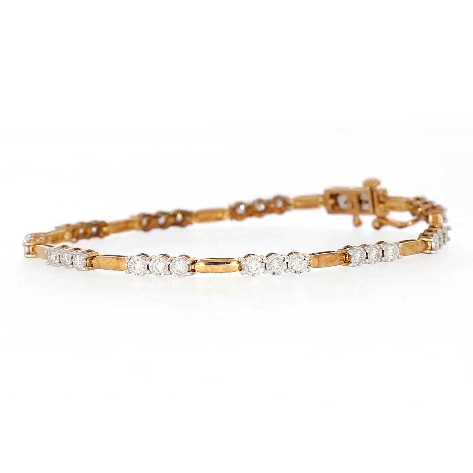 9ct Yellow Gold Round Brilliant Cut with 1 CARAT tw of Diamonds Bracelet