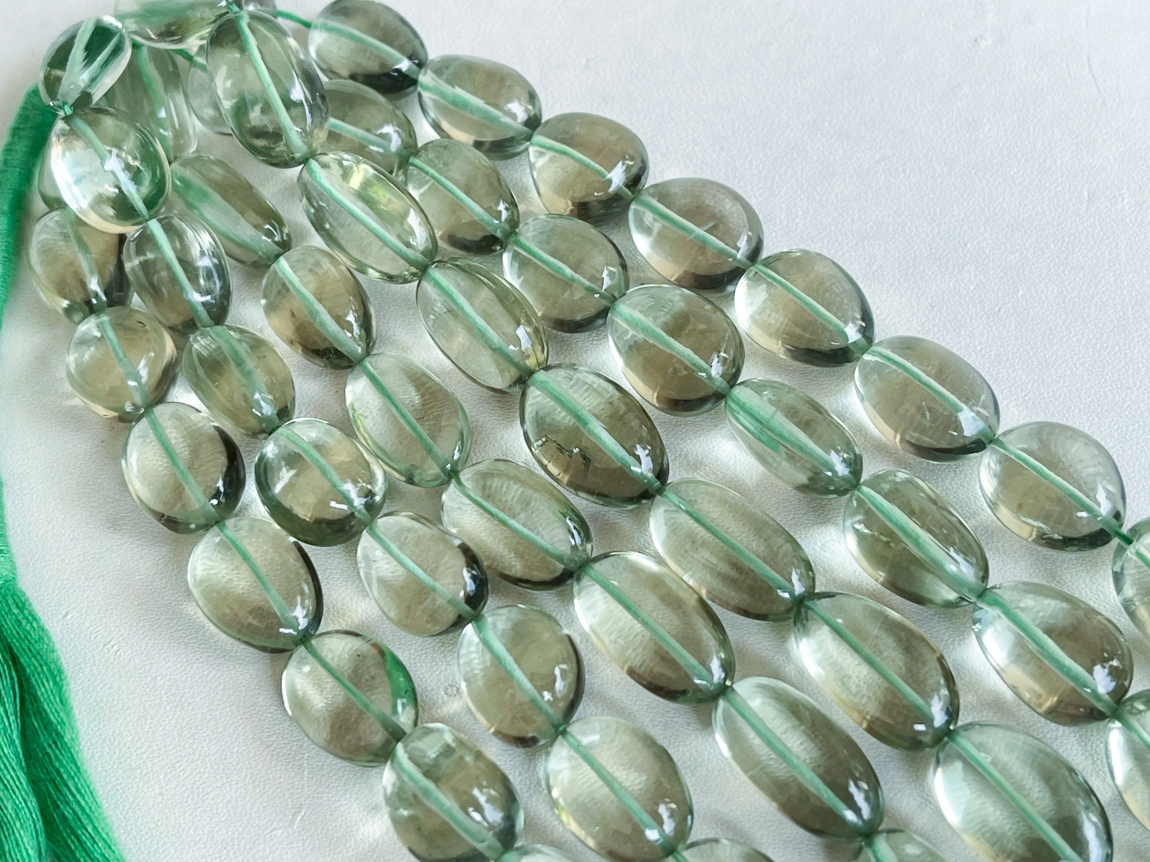AAA Natural Green Amethyst Smooth Tumble Shape Clear Quality Beads