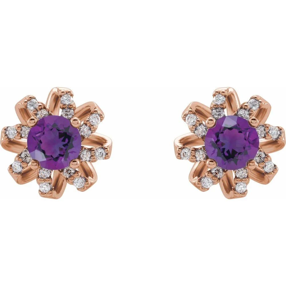 Amethyst Flower Earrings