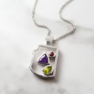 Arizona Amethyst Silver Jewelry Sterling Silver AZ State Pendant