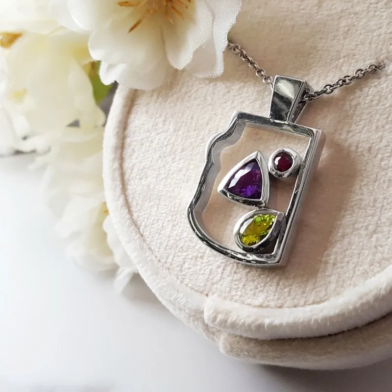 Arizona Amethyst Silver Jewelry Sterling Silver AZ State Pendant
