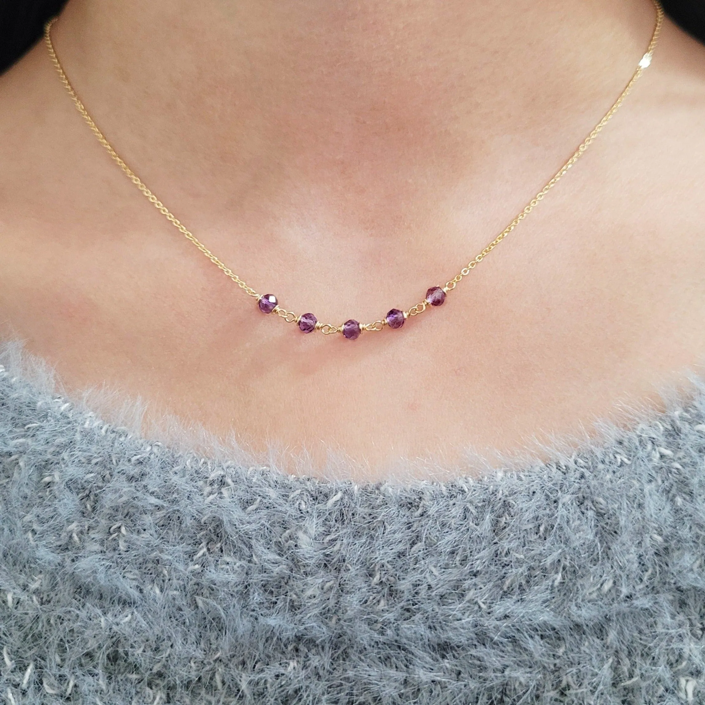 Beaded Purple Amethyst Necklace