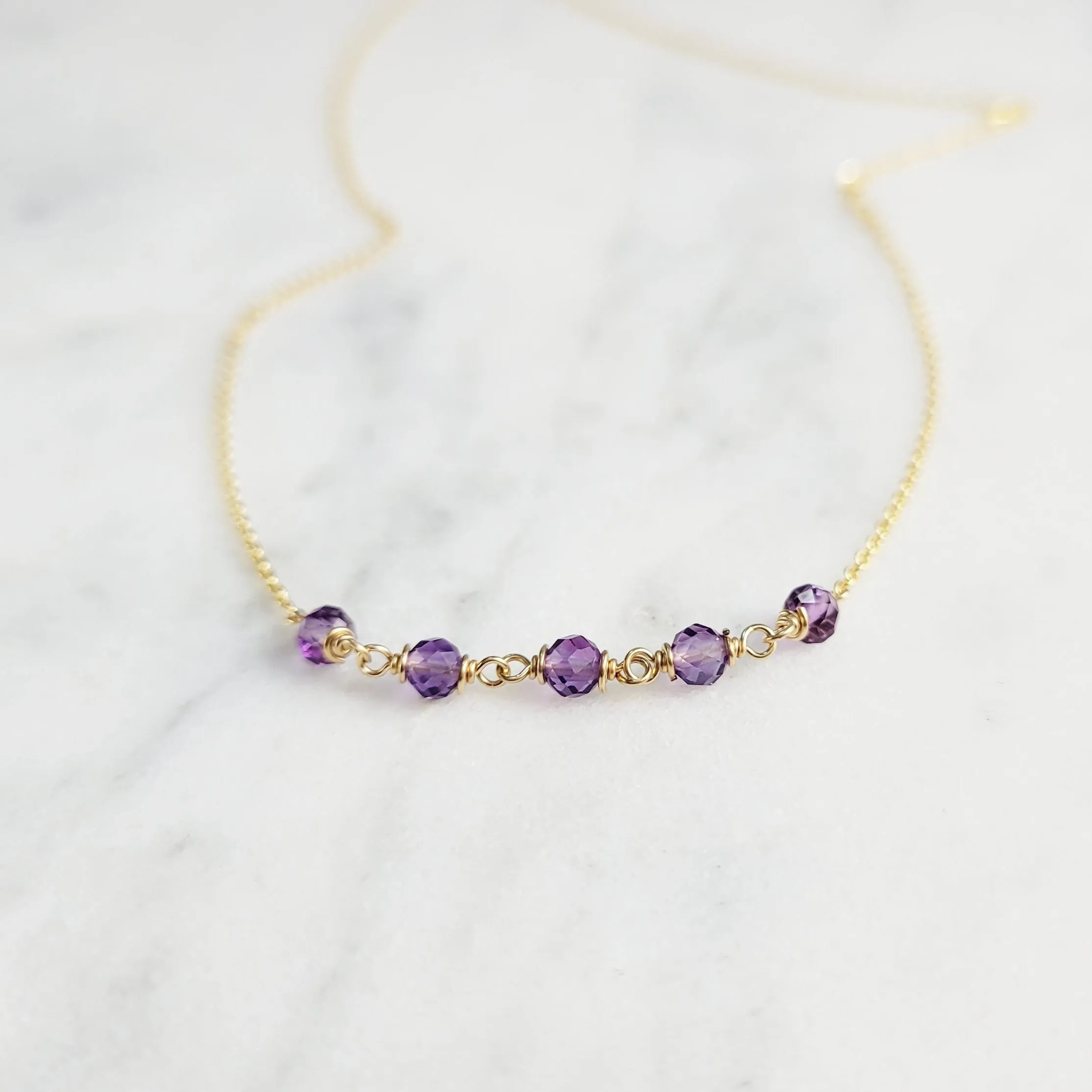 Beaded Purple Amethyst Necklace
