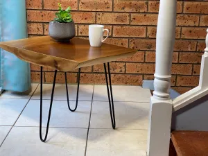 Bedside Table- Live Edge natural Wooden Side Table / Corner Table / Plant or book Stand Raintree Wood-OS60 model