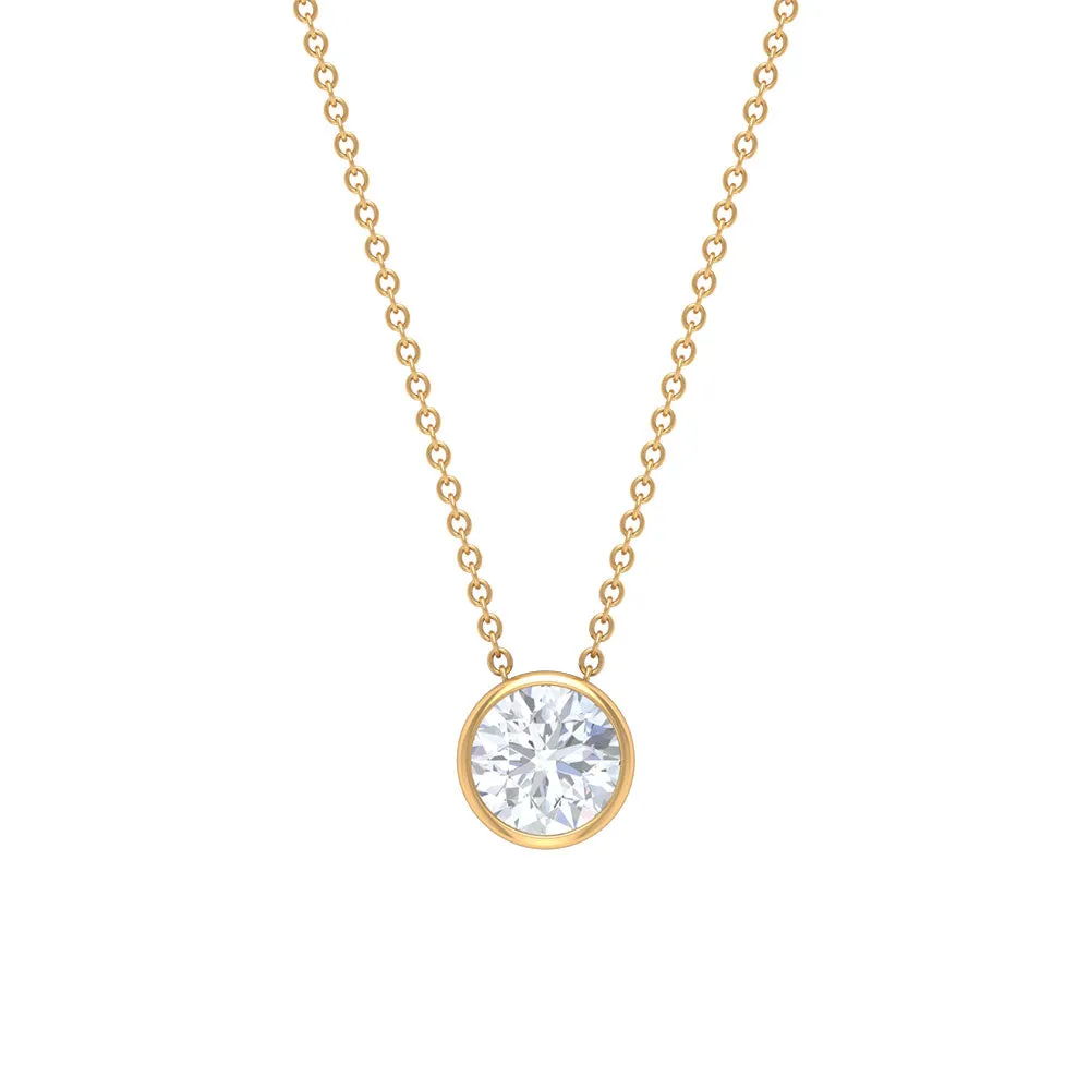 Bezel Set Moissanite Solitaire Necklace