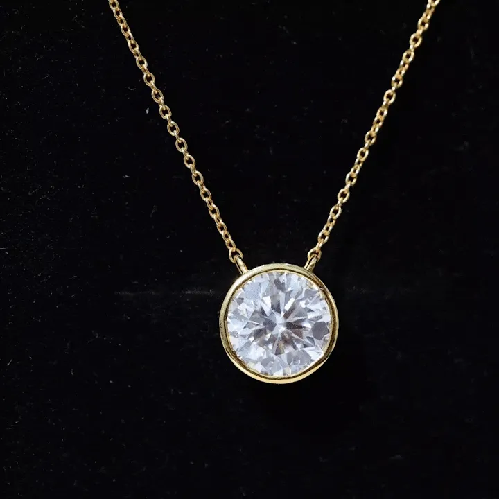 Bezel Set Moissanite Solitaire Necklace