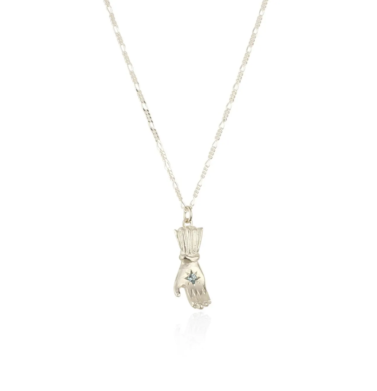 Birthstone hand pendant silver
