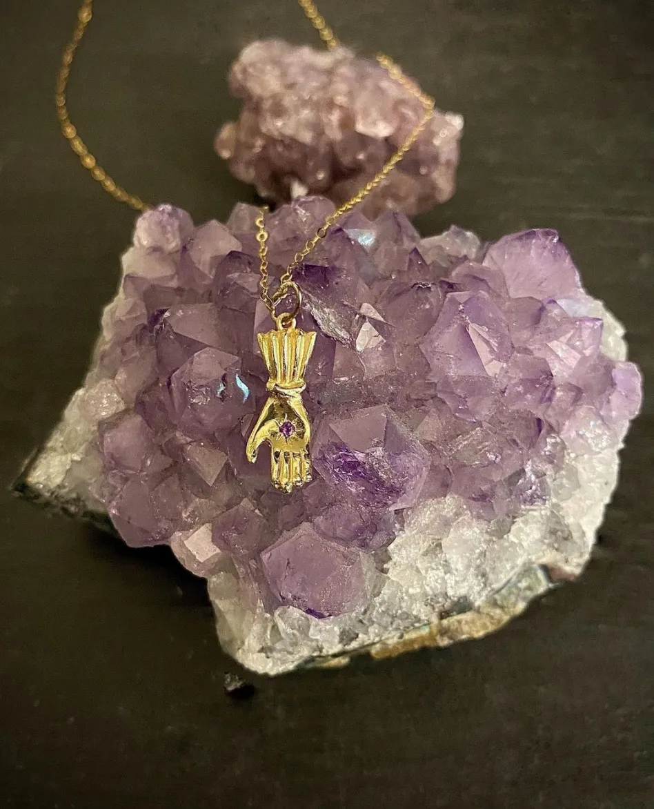 Birthstone hand pendant silver