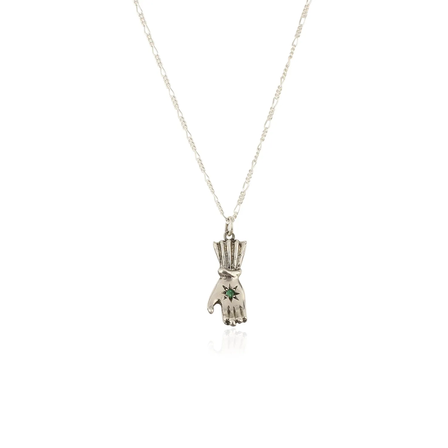 Birthstone hand pendant silver