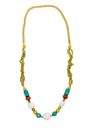 Blanca Long White Agate Gold Plated Necklace
