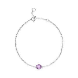 Bracelet Classique Argent 925 Améthyste sertis Griffes