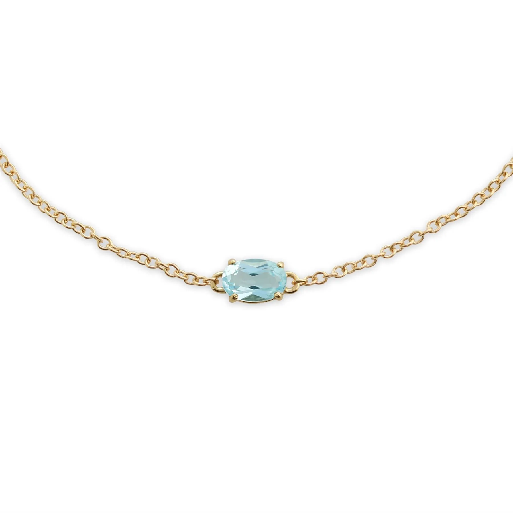 Bracelet Classique Or Jaune 375 Topaze Bleue Ovale