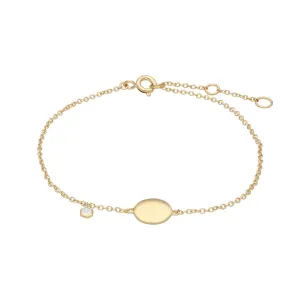 Bracelet à Graver Argent 925 Plaqué Or Jaune Topaze Blanche