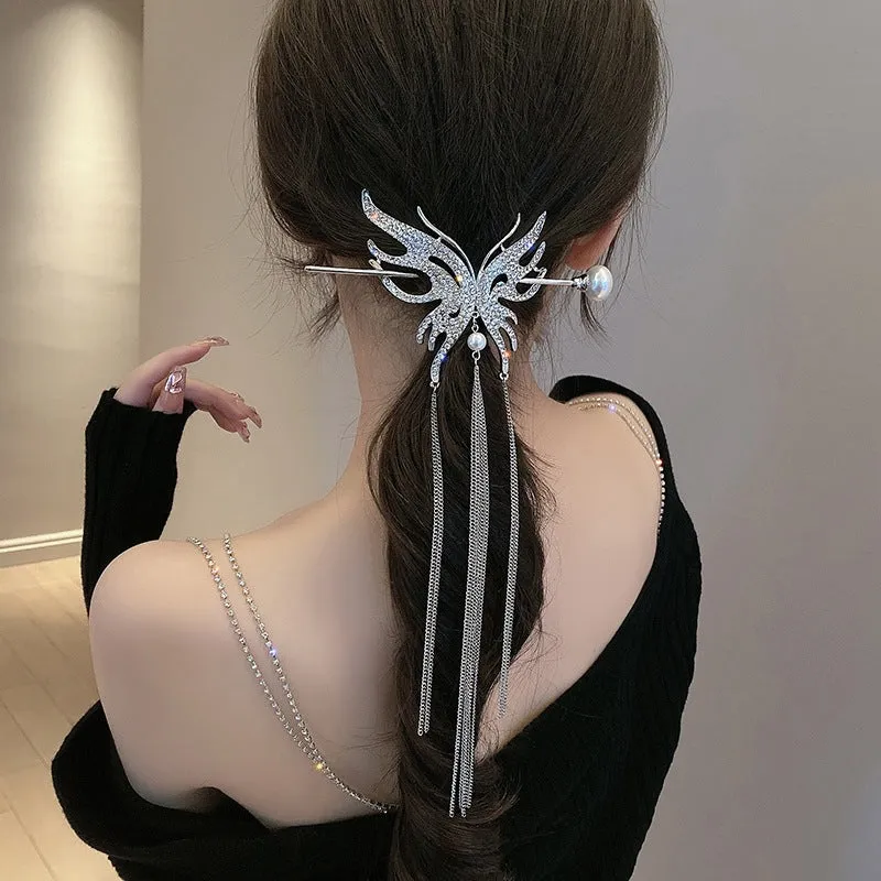 Butterfly Pearl Tassel Hairpin