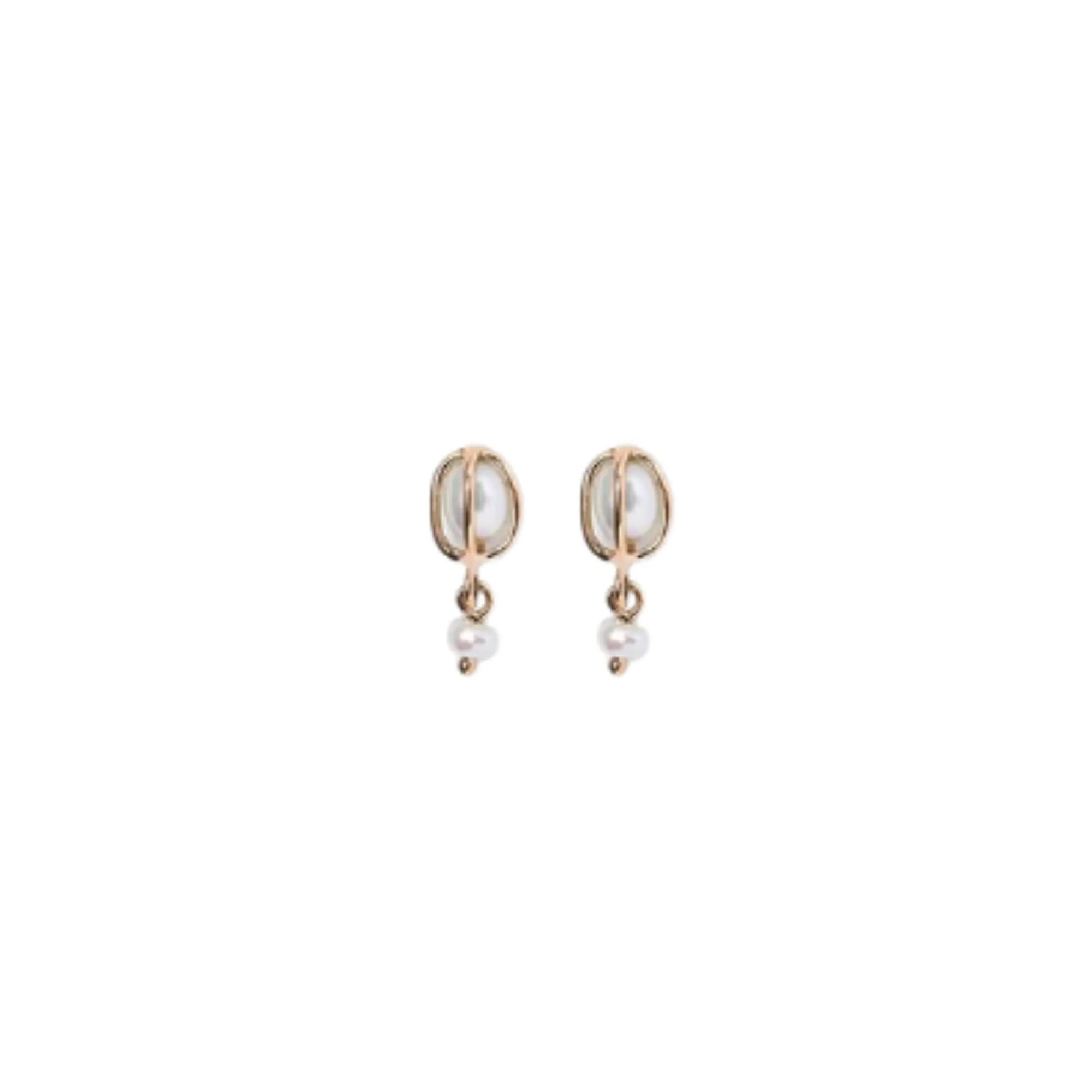 Caged Pearl Drop Earrings