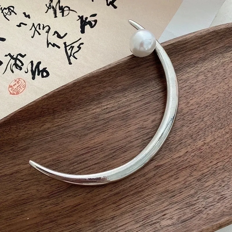 Chinoiserie Moon Alloy Pearl Hairpin