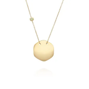 Collier à Graver Argent 925 Plaqué Or Jaune Péridot