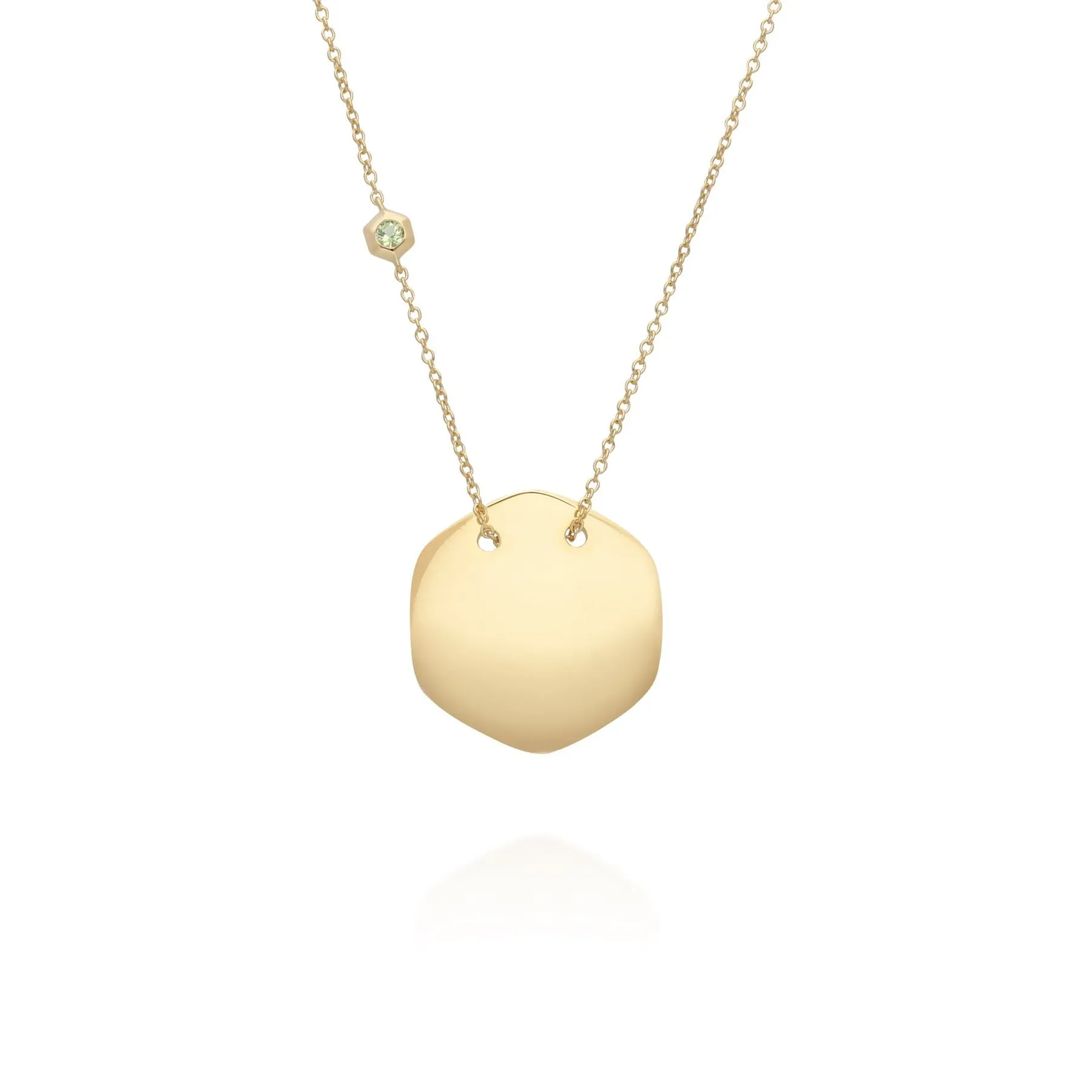 Collier à Graver Argent 925 Plaqué Or Jaune Péridot