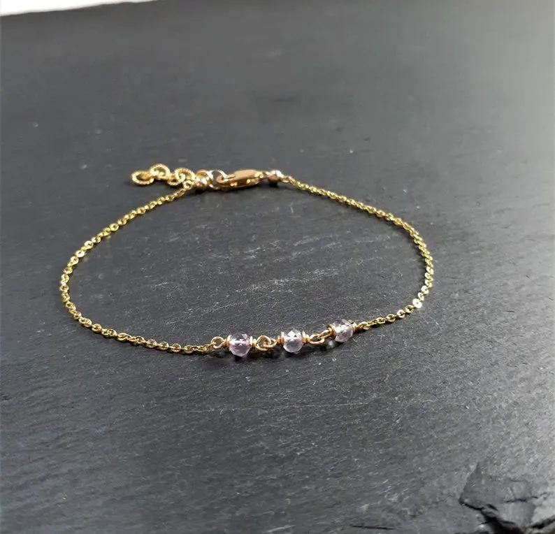 Dainty Pink Amethyst Anklet