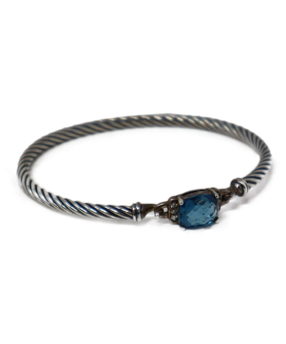 David Yurman Sterling Silver & Topaz Diamond Bracelet