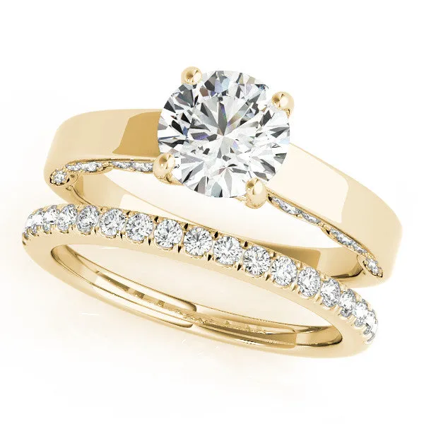 Diamond Surprise Engagement Ring Moissanite Center Stone Wedding Set