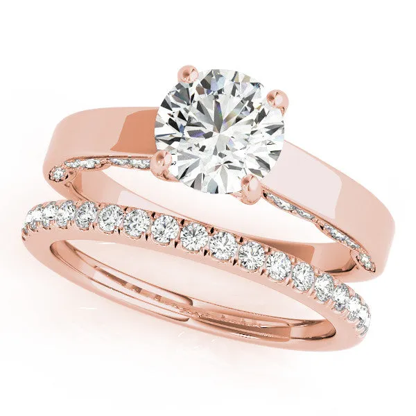 Diamond Surprise Engagement Ring Moissanite Center Stone Wedding Set