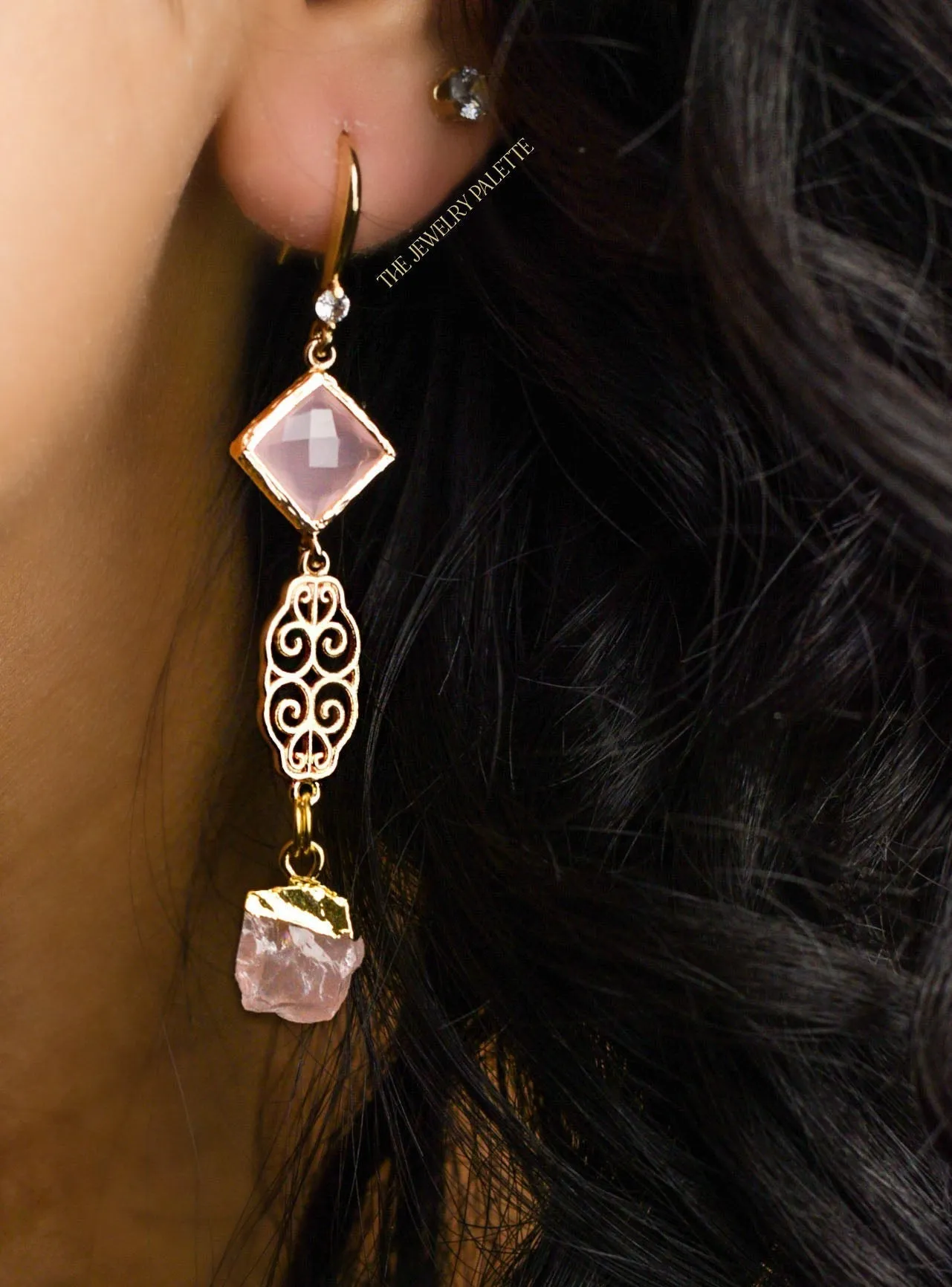 Farah peridot, filigree and light green crystal earrings