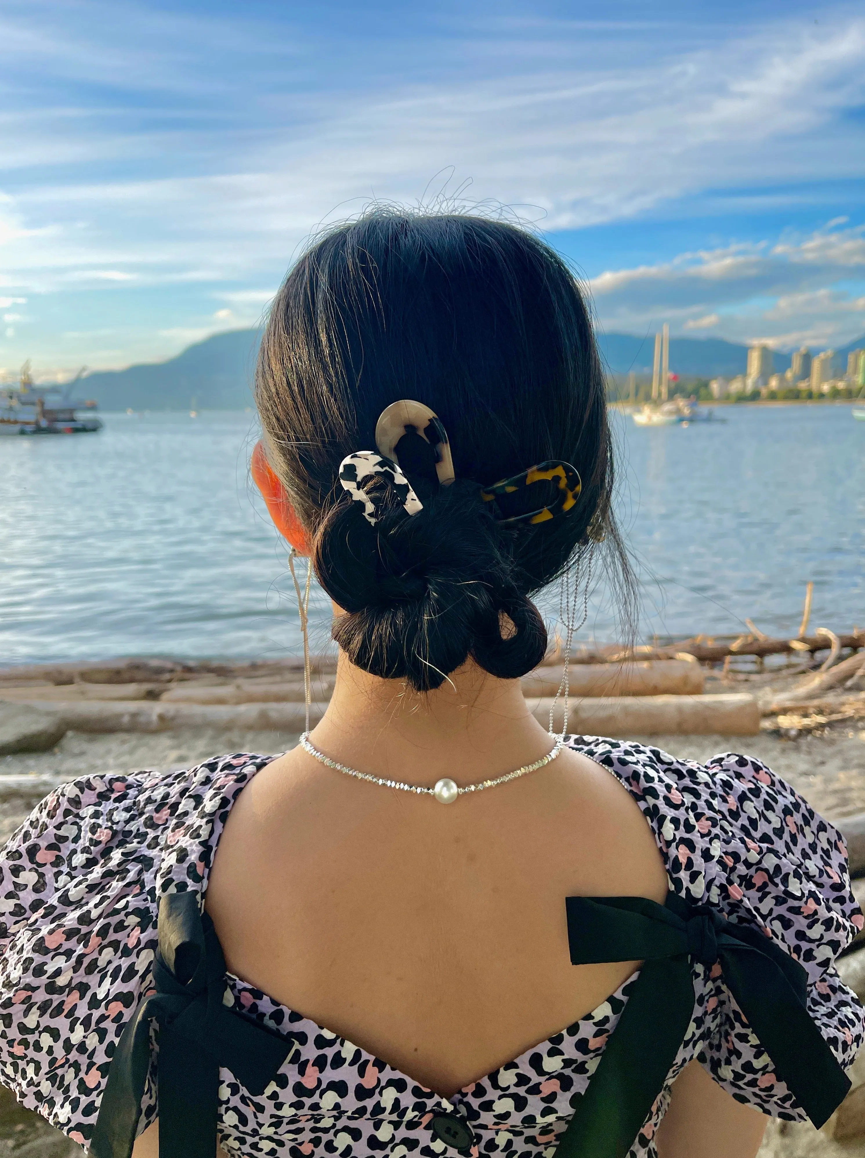 Forest U-Shaped Marble Plate Hairpin