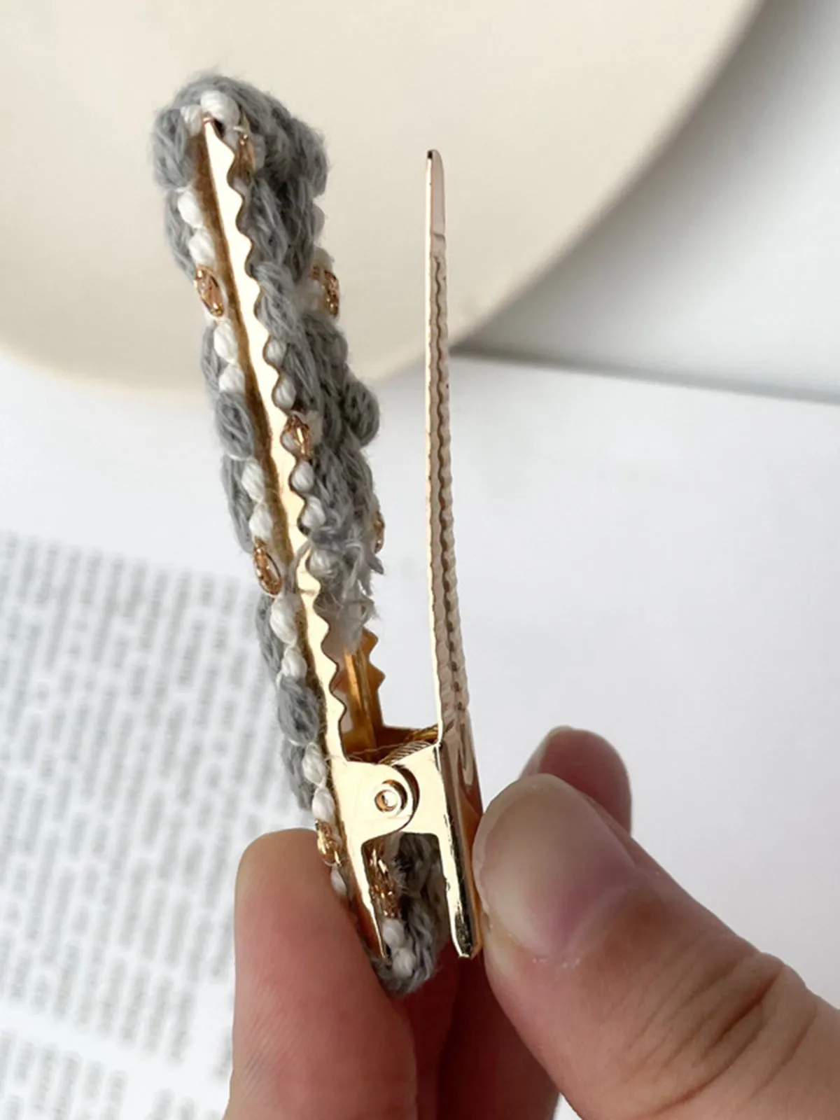 Hand-Knitted Wool Hair Clips