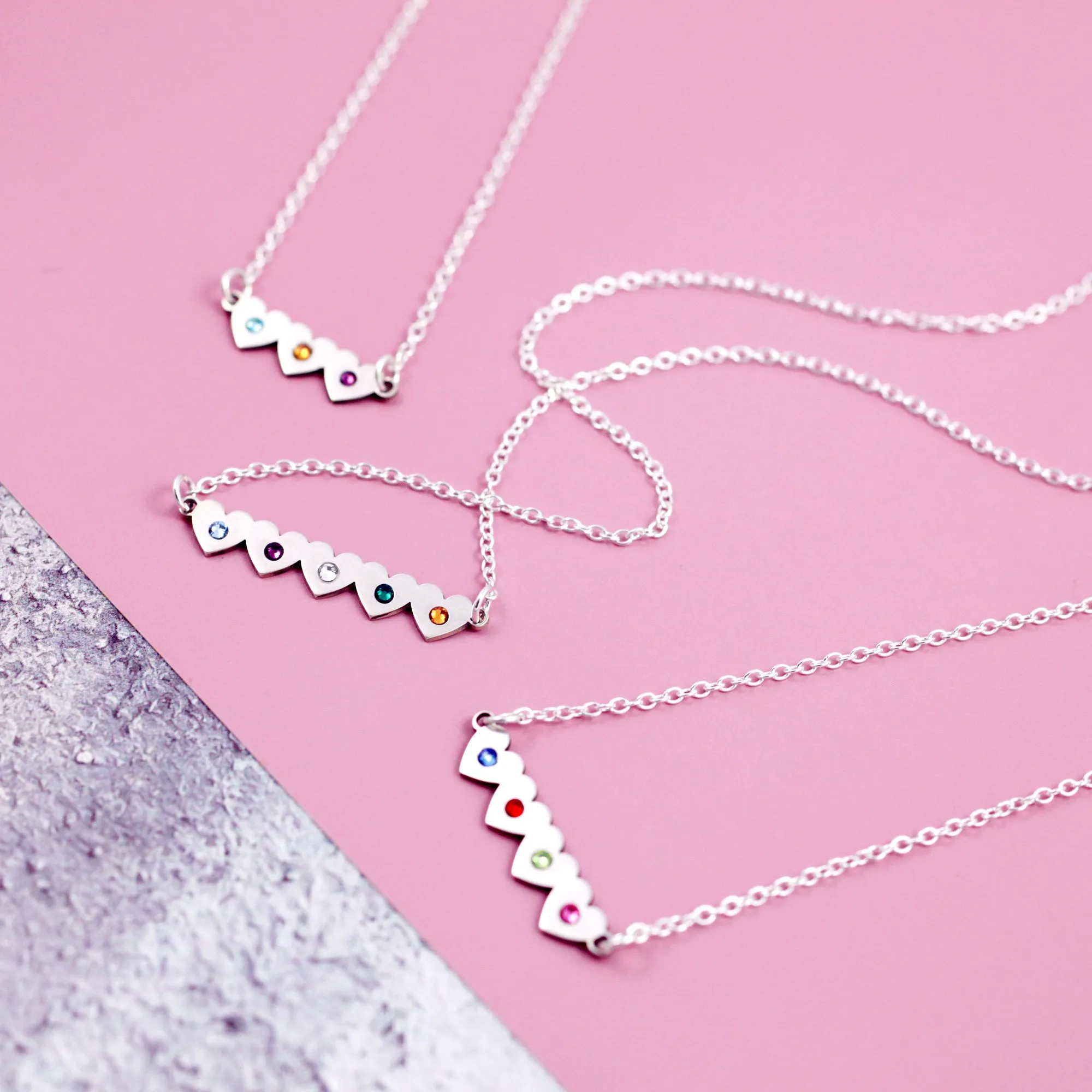 Heart Personalised Family Birthstone Necklace