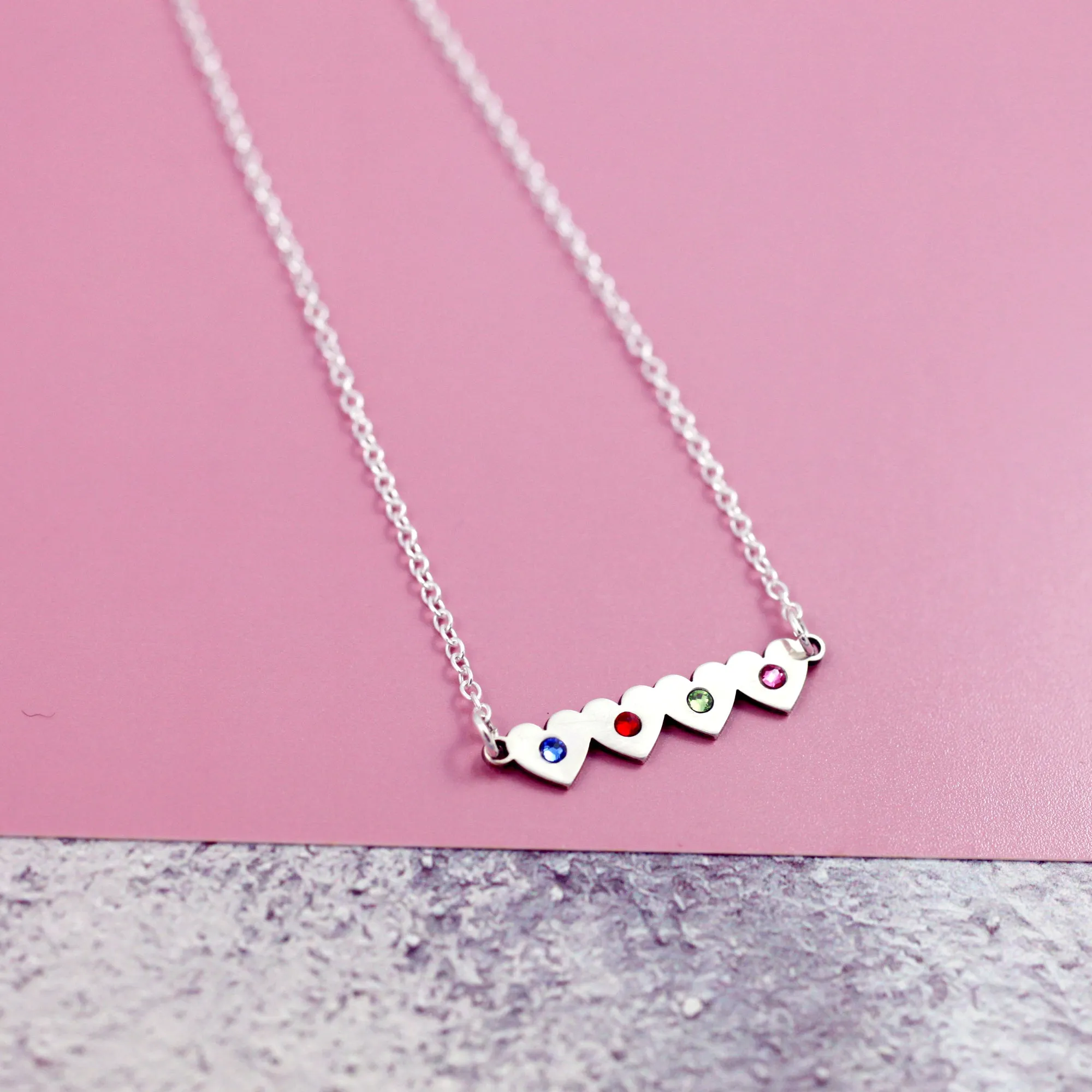 Heart Personalised Family Birthstone Necklace