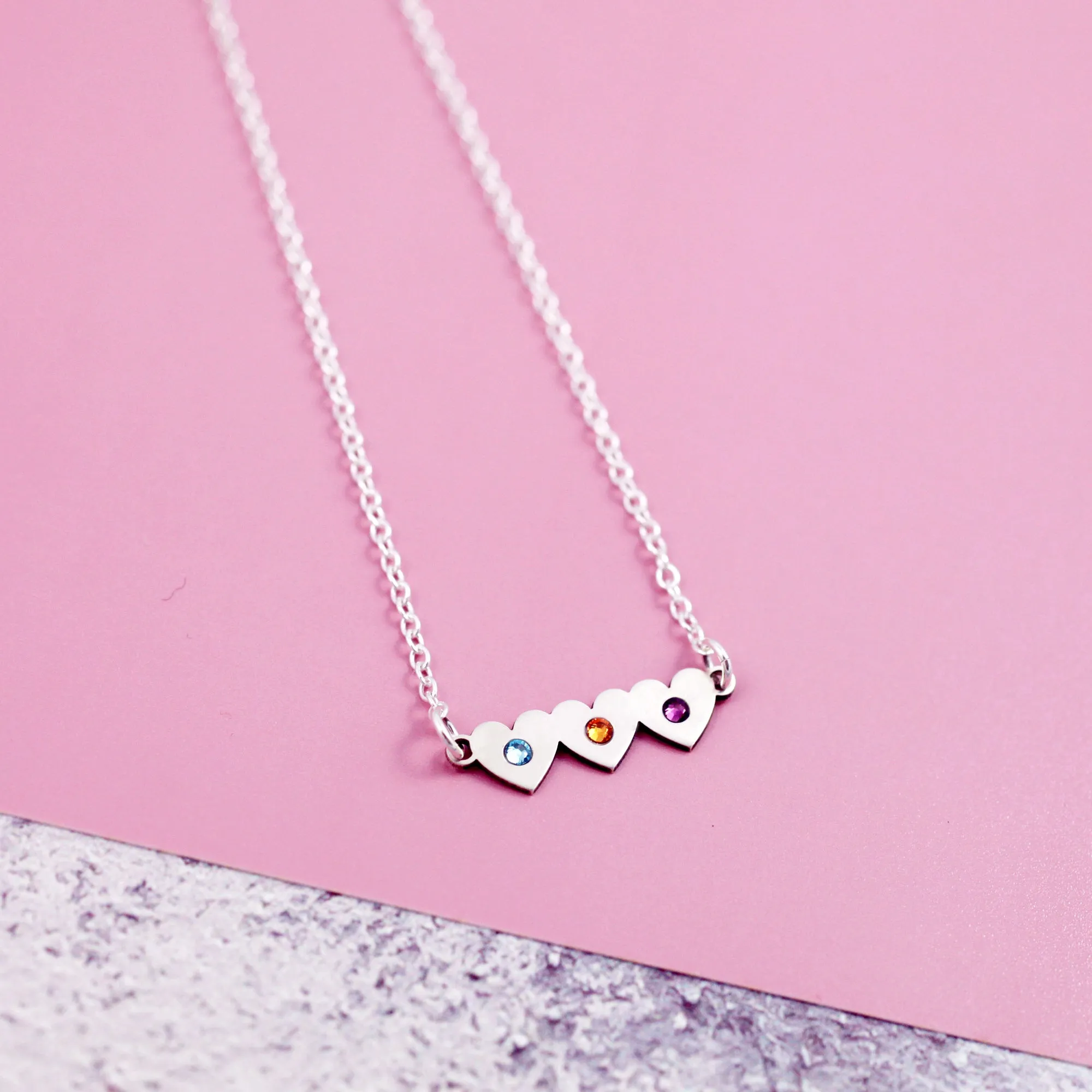Heart Personalised Family Birthstone Necklace
