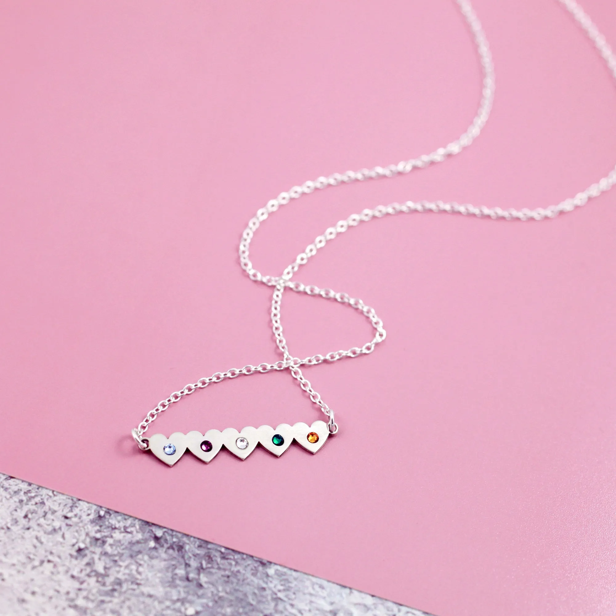 Heart Personalised Family Birthstone Necklace