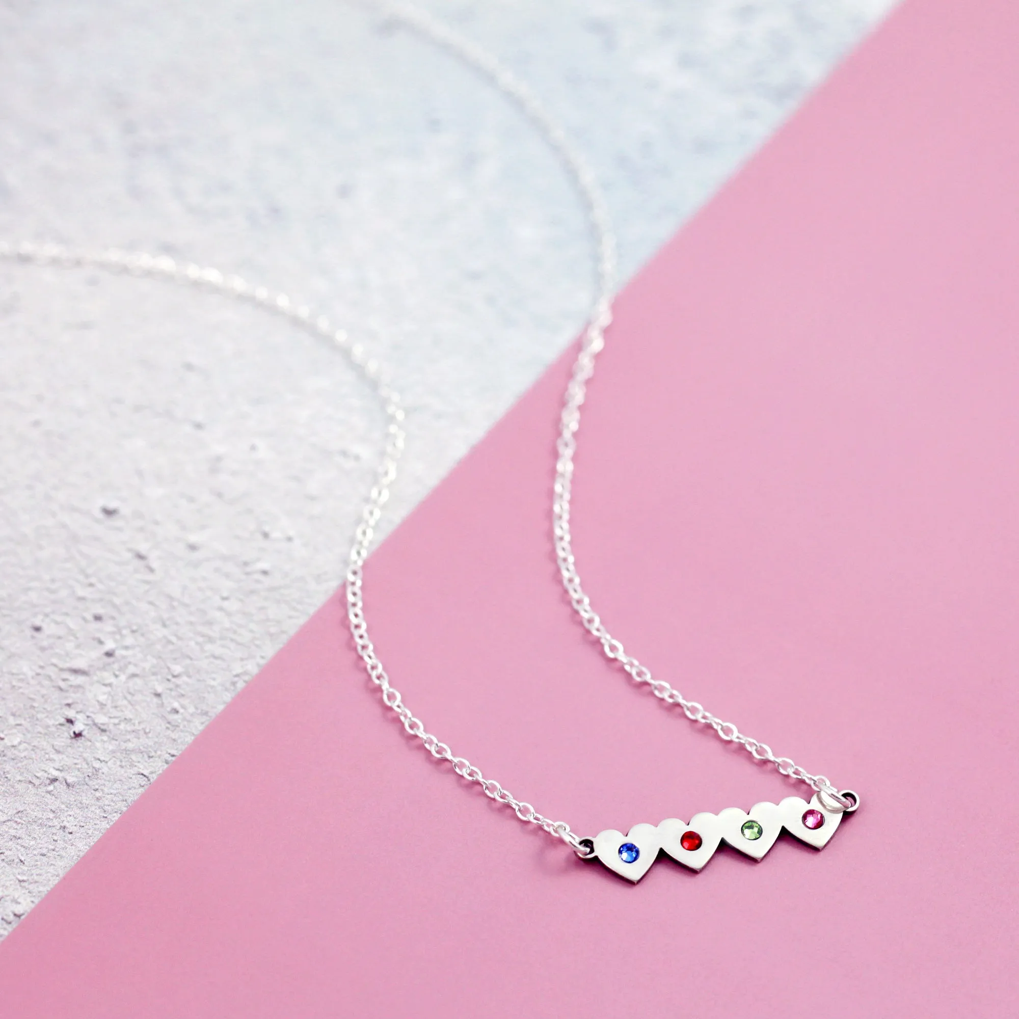 Heart Personalised Family Birthstone Necklace