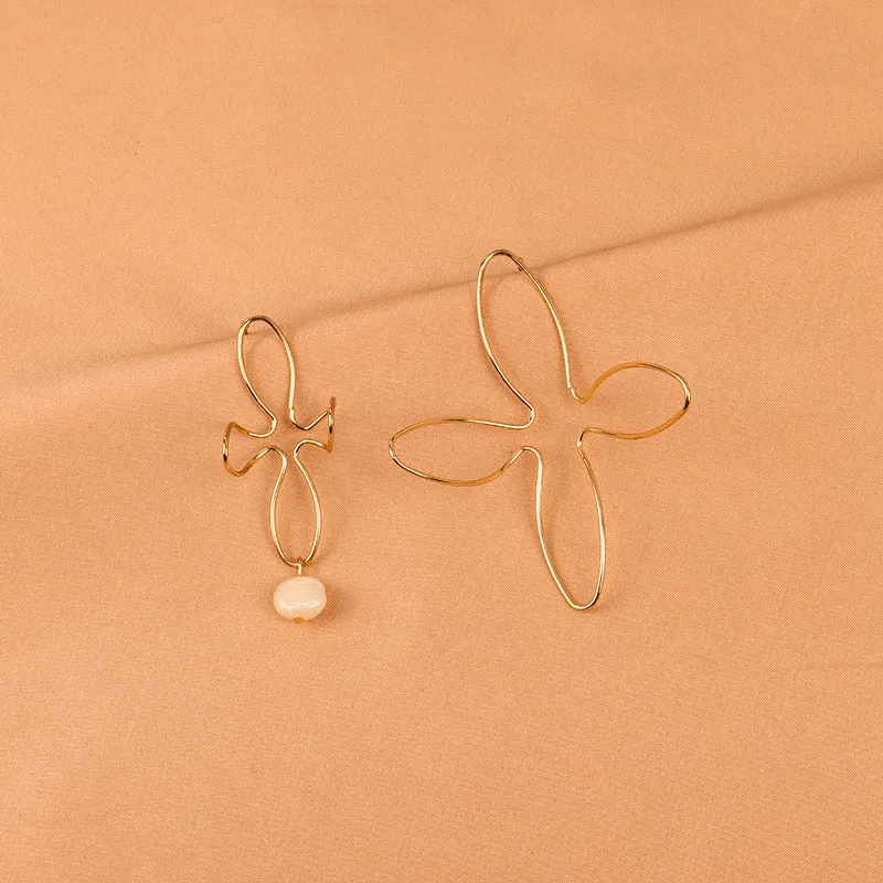 Irregular Earrings Pearl Asymmetric Exaggerated Earrings