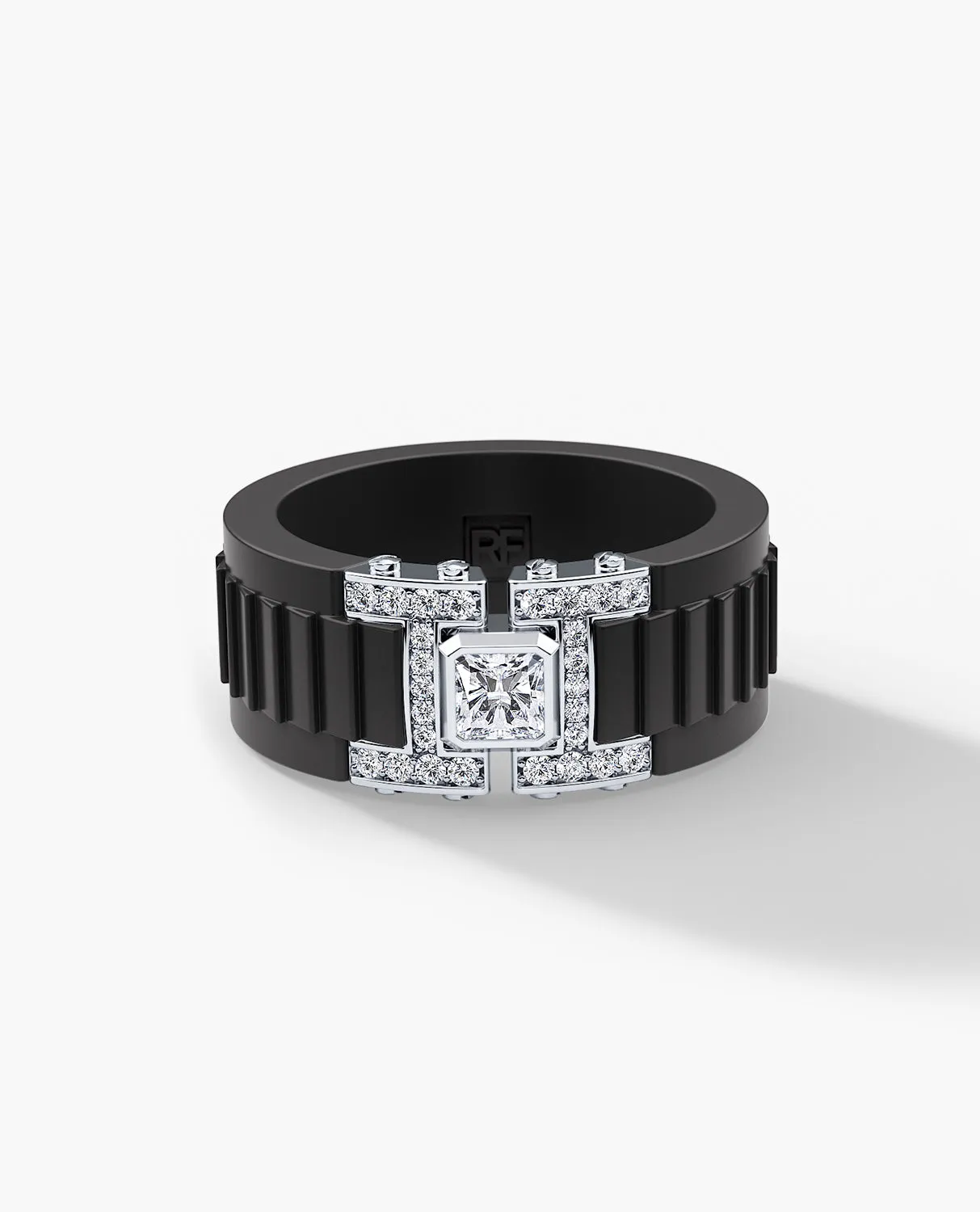 LA PAZ Atomic Silicone & Gold Ring with 0.50ct Diamonds
