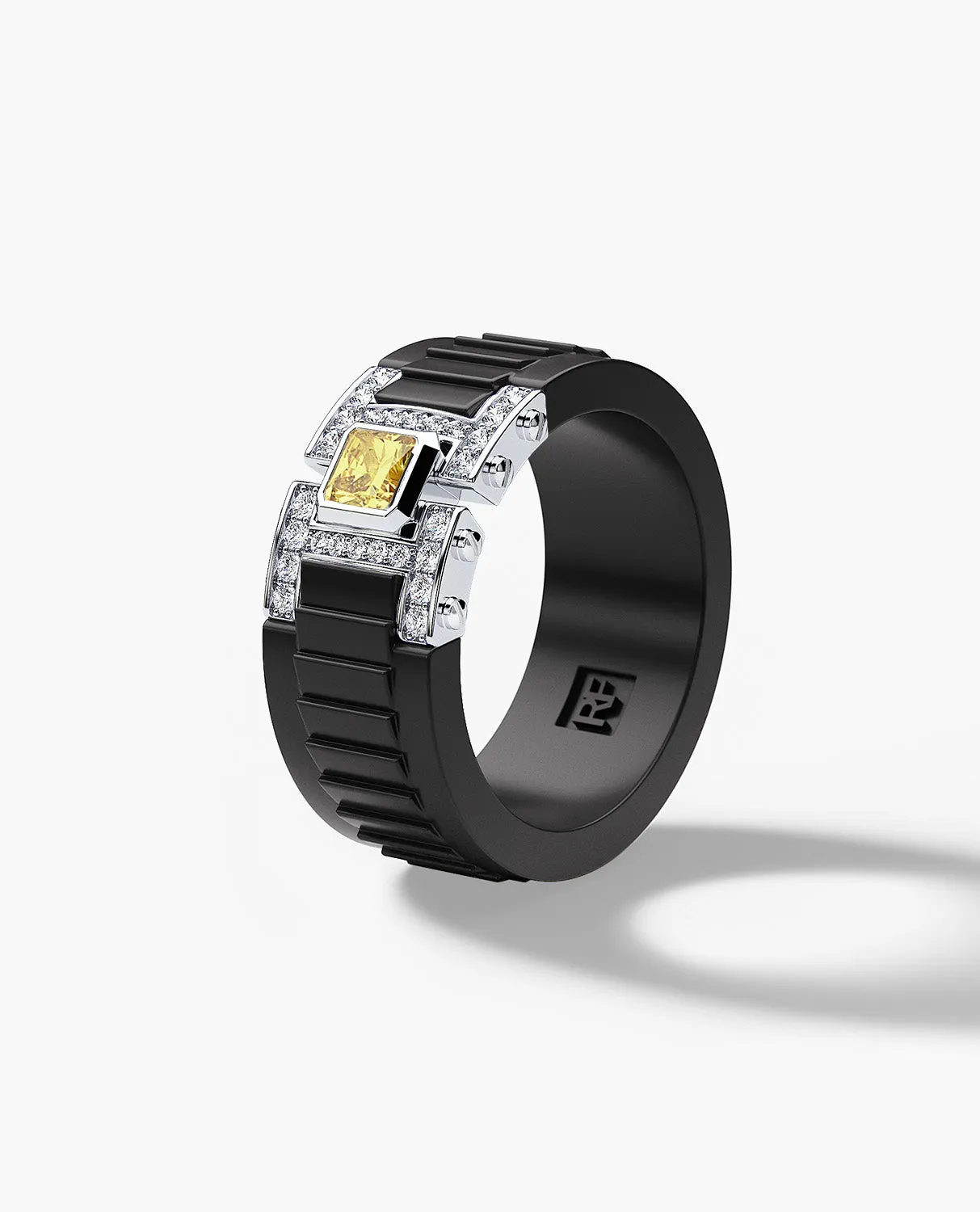 LA PAZ Atomic Silicone & Gold Ring with 0.50ct Diamonds
