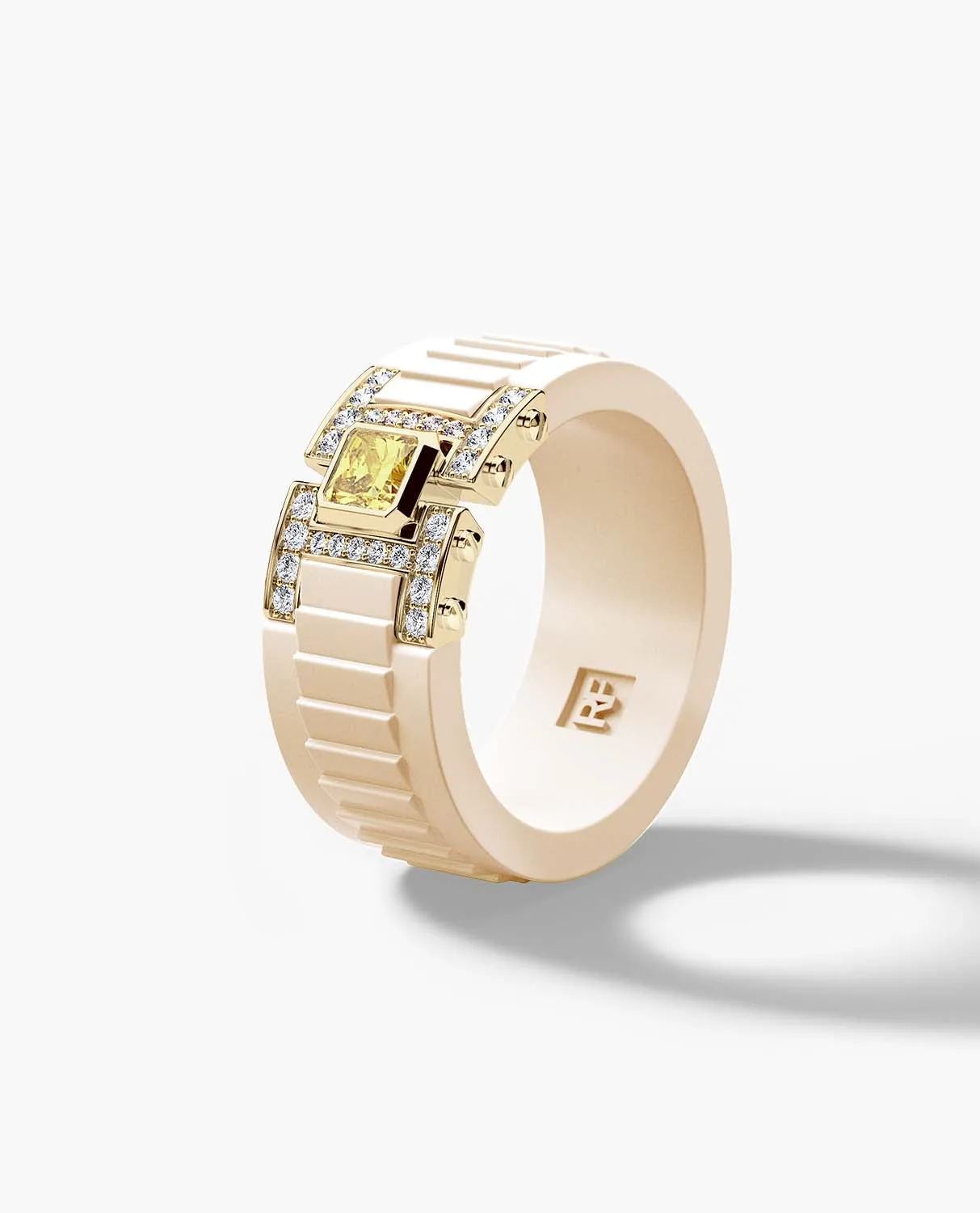 LA PAZ Atomic Silicone & Gold Ring with 0.50ct Diamonds