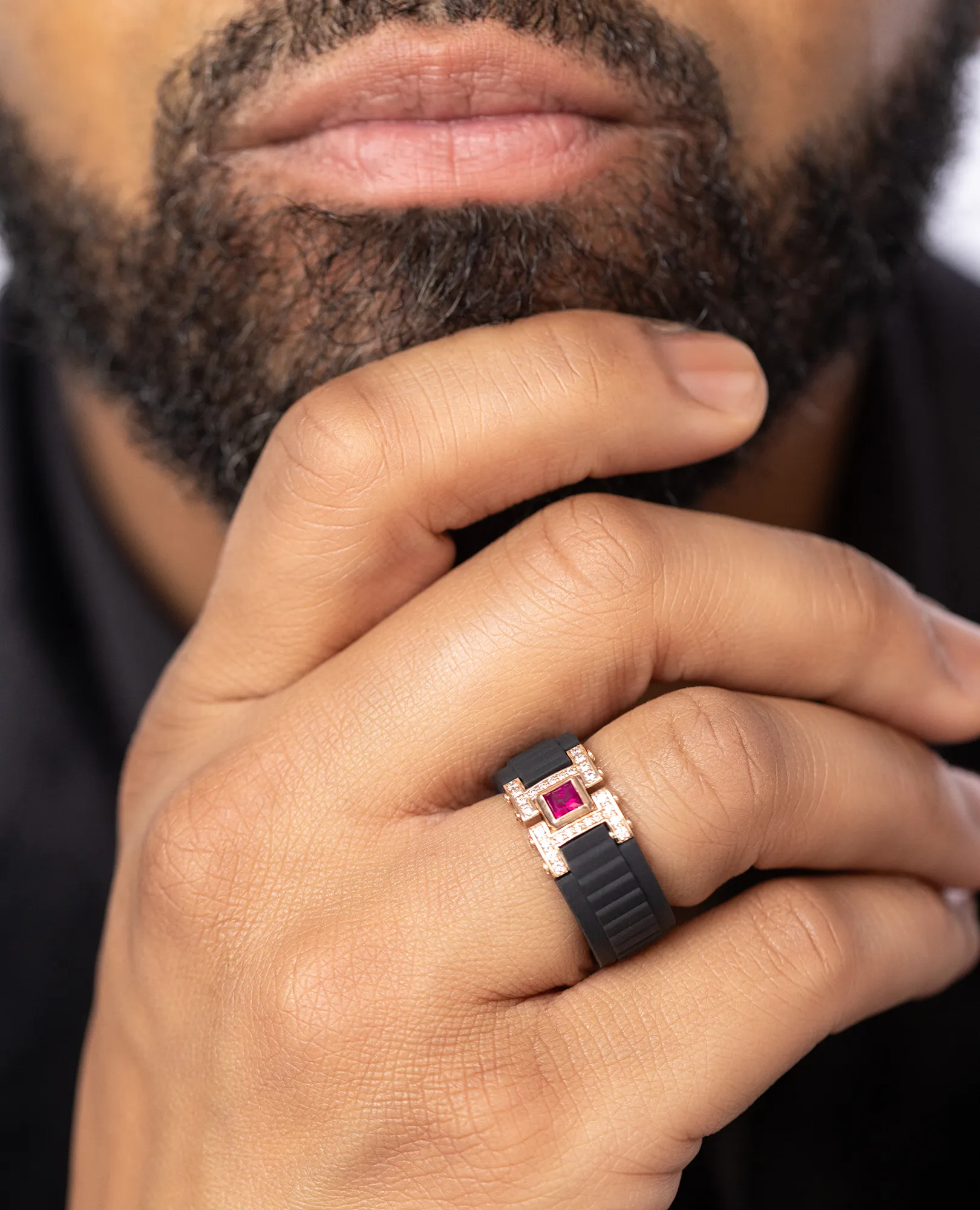 LA PAZ Atomic Silicone & Gold Ring with 0.50ct Diamonds