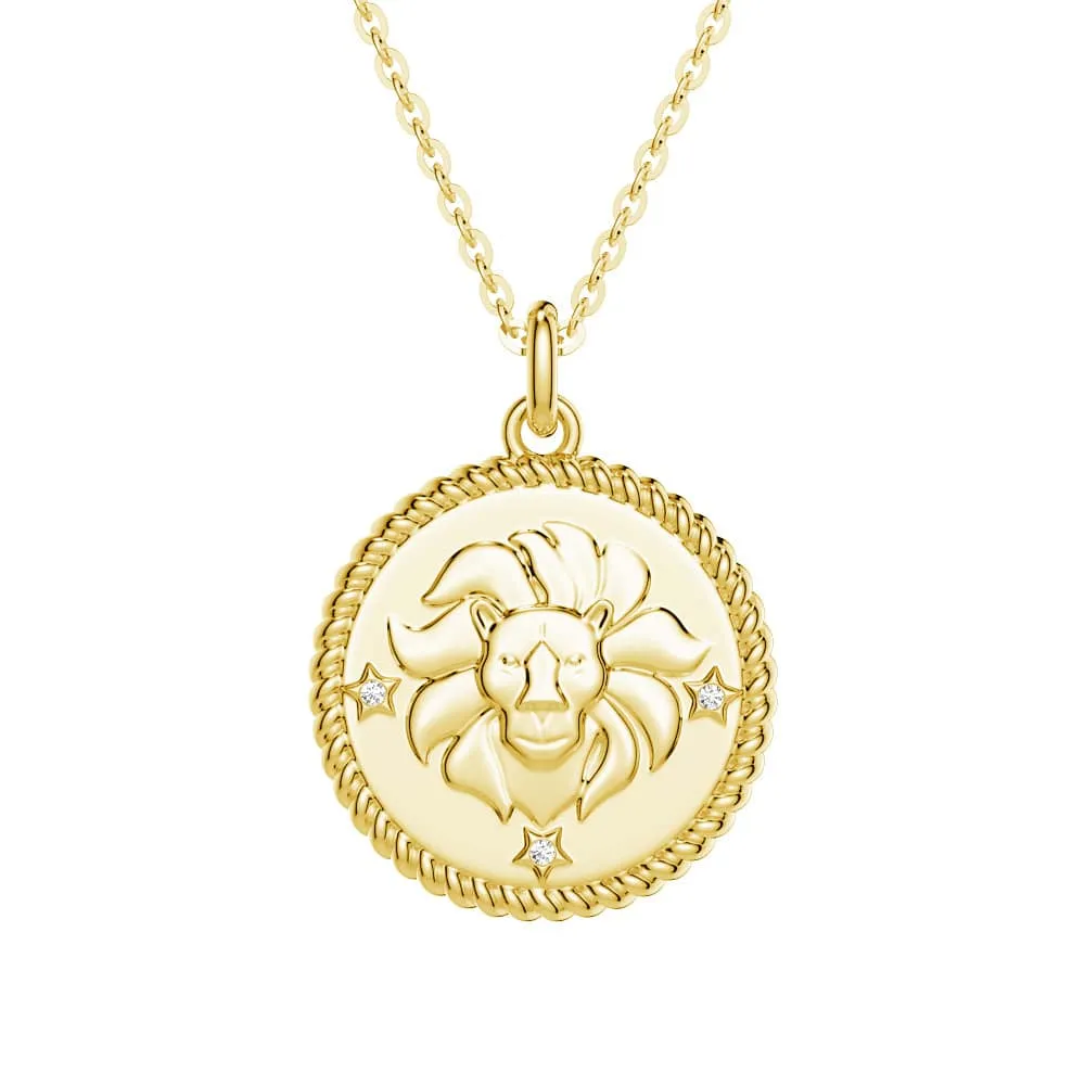 Leo Constellation Lab Grown Diamond Birthstone Pendant Necklace