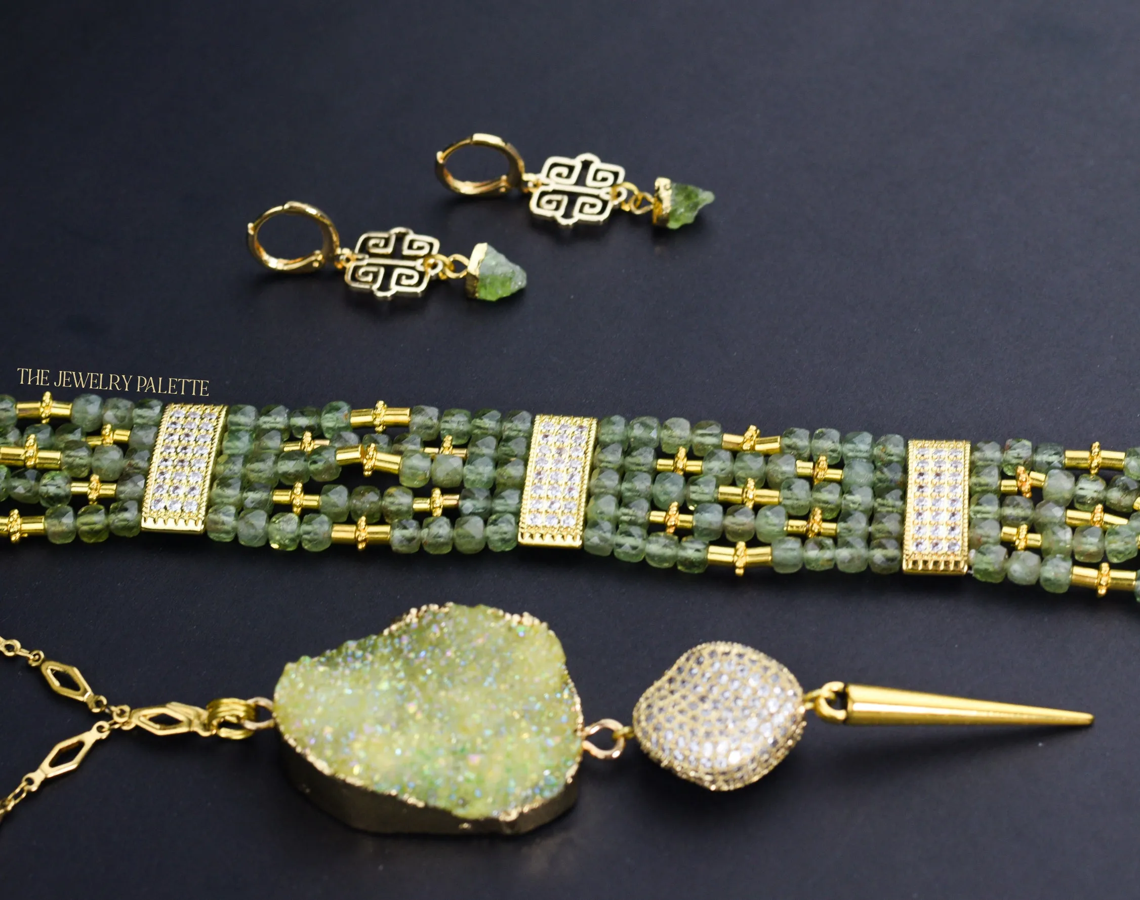 Lila multitier green peridot bracelet