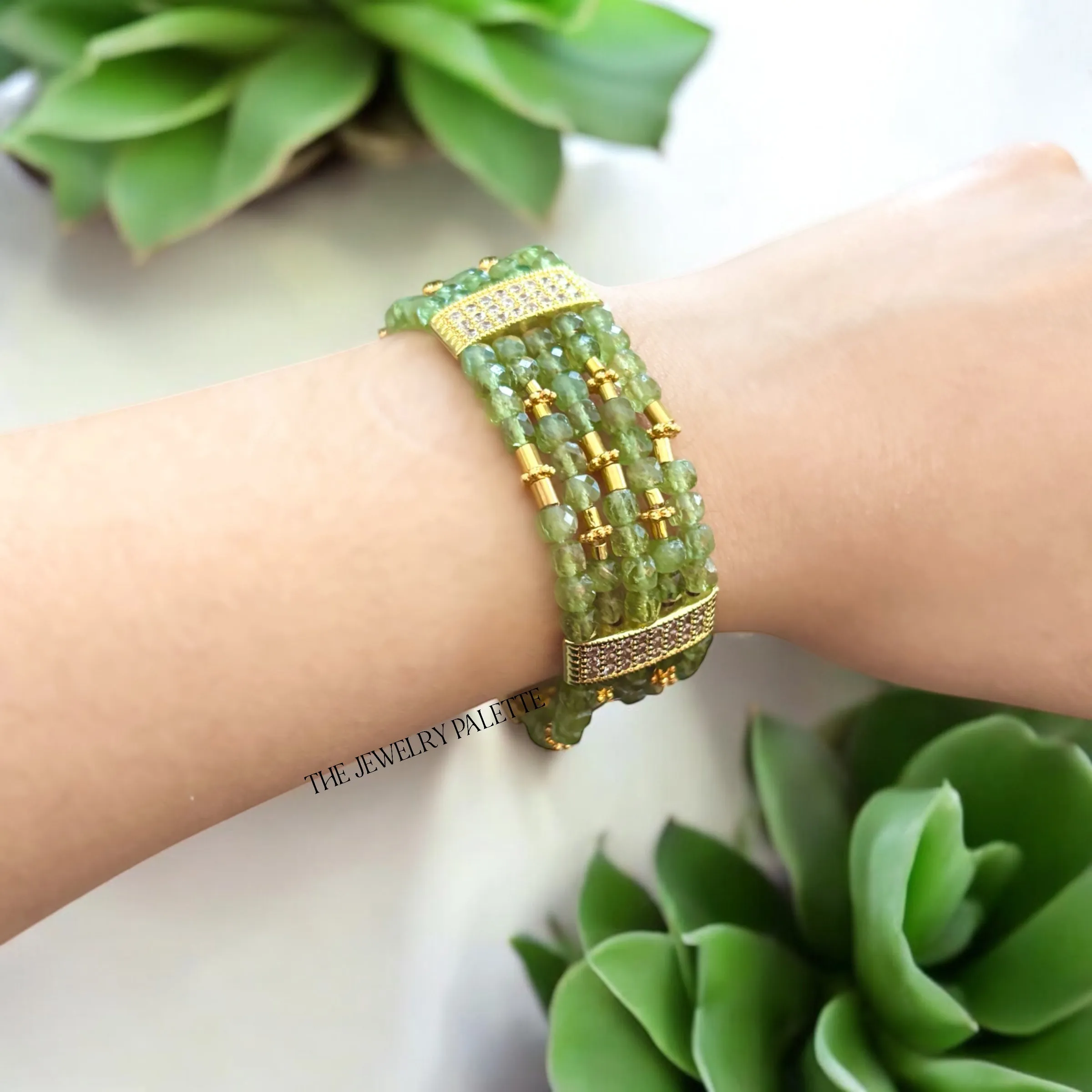 Lila multitier green peridot bracelet
