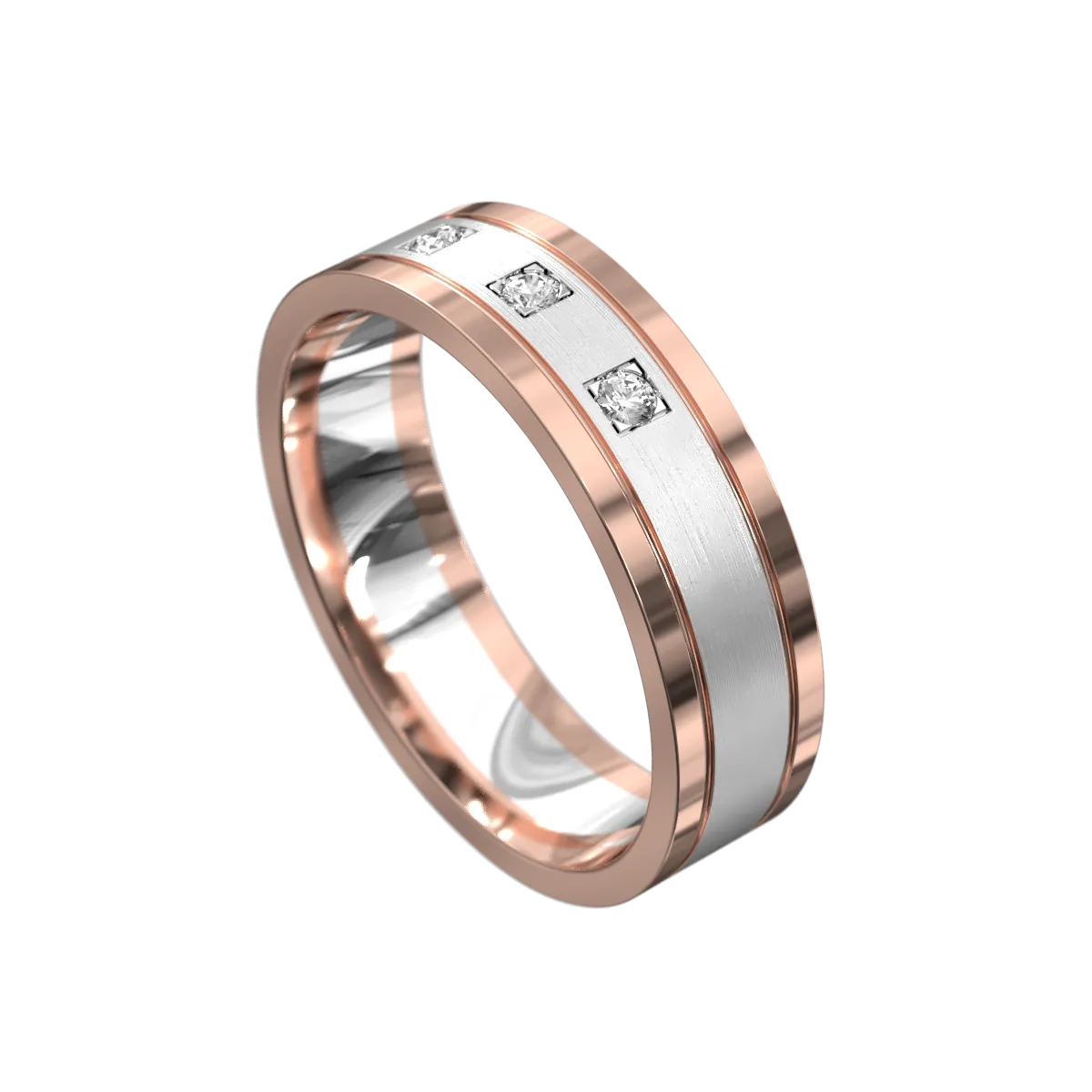 Matt & Polished Three Stone Diamond Ring